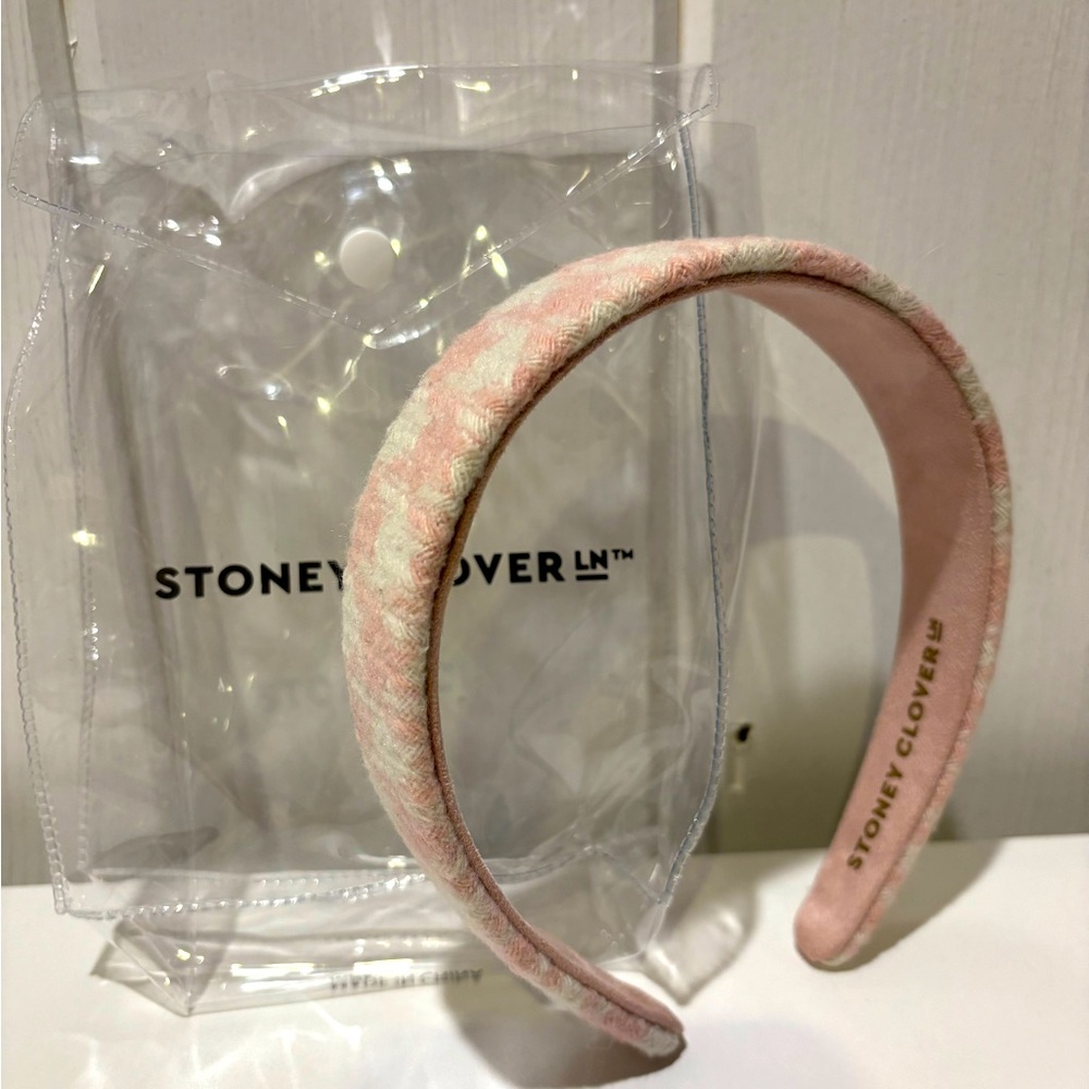 Stoney Clover Lane Headband Destination Paris Pink Houndstooth - 1 & 1/4”